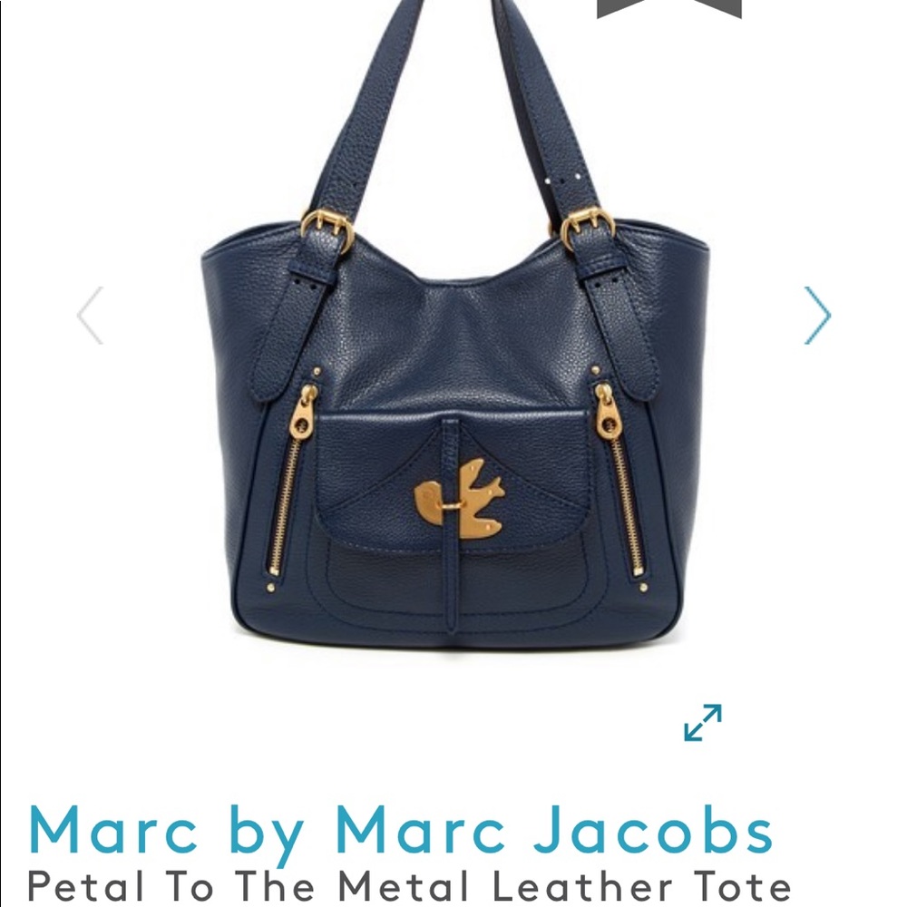 Marc Jacobs Petal to the Metal Navy Leather Tote